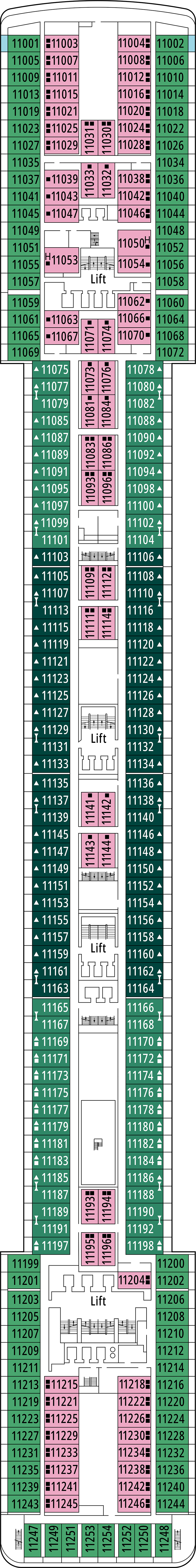 Flauto (Deck 11) deck plan for MSC Orchestra