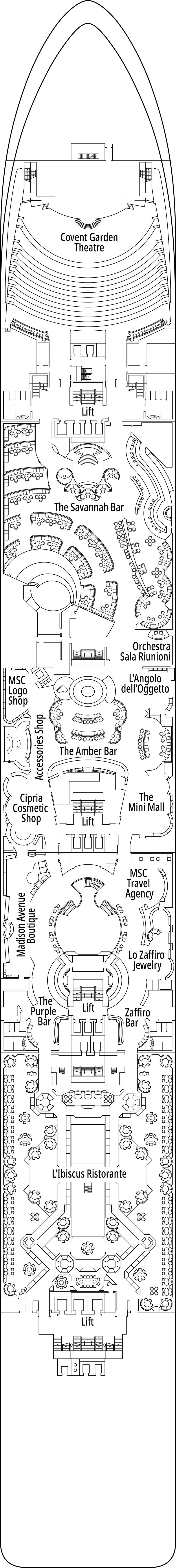 Violino (Deck 6) deck plan for MSC Orchestra