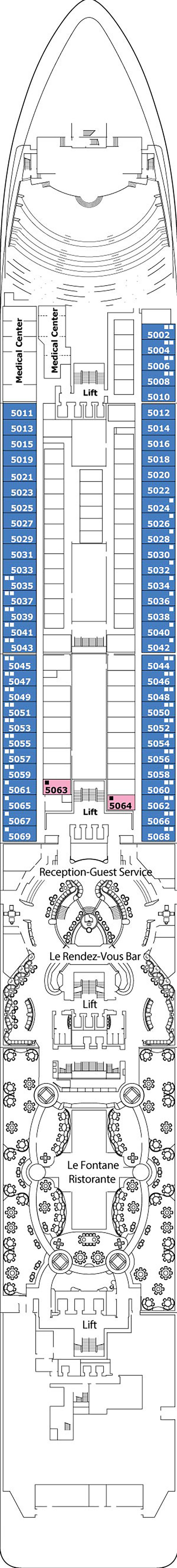 Petrarca (Deck 5) deck plan for MSC Poesia