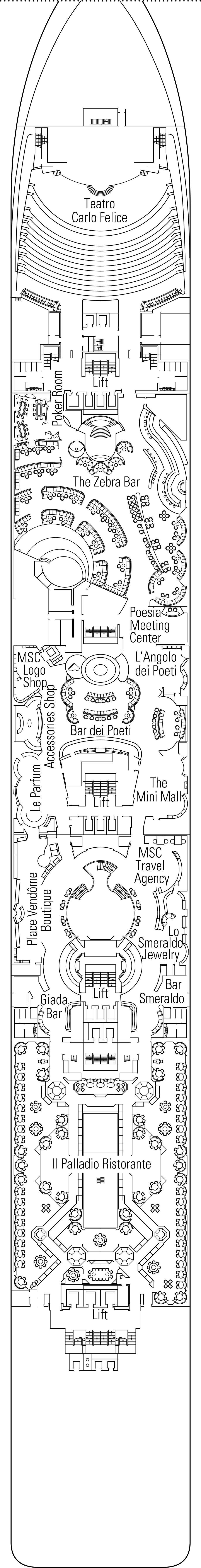 Dante (Deck 6) deck plan for MSC Poesia