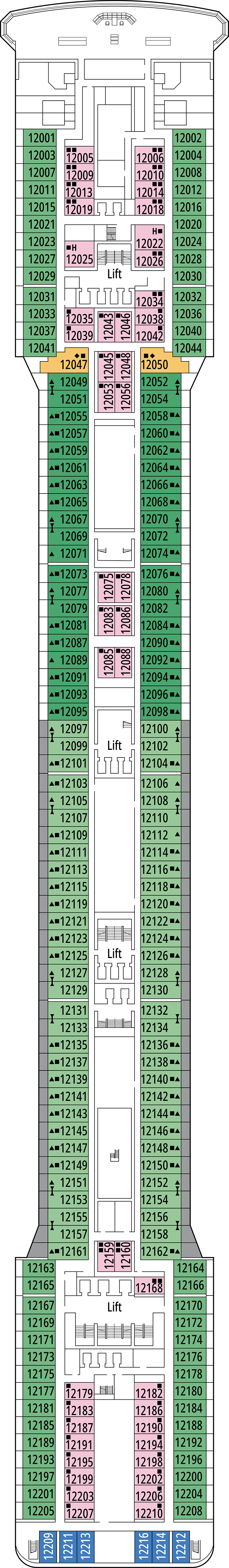 Portovenere (Deck 12) deck plan for MSC Magnifica