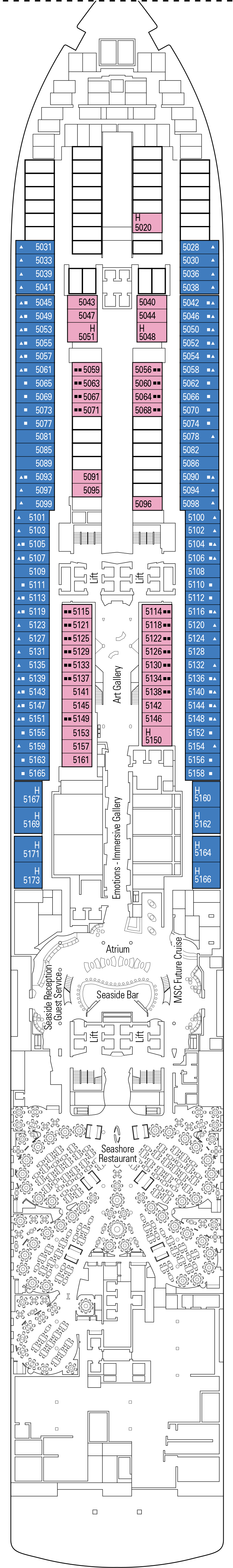 Cape Cod (Deck 5) deck plan for MSC Seaside
