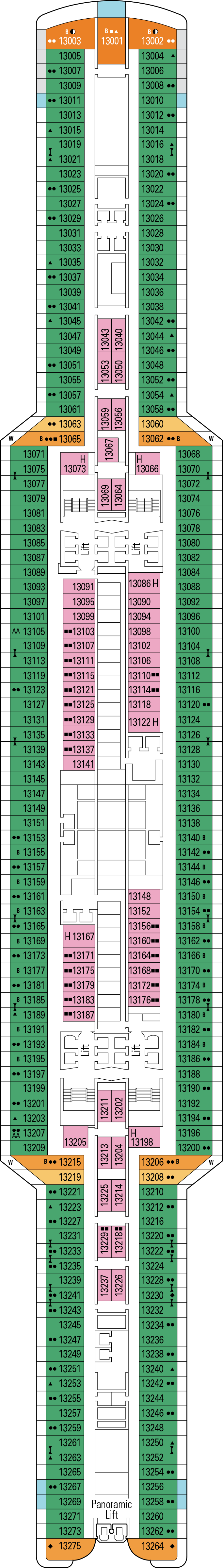 Ionian (Deck 13) deck plan for MSC Seaview