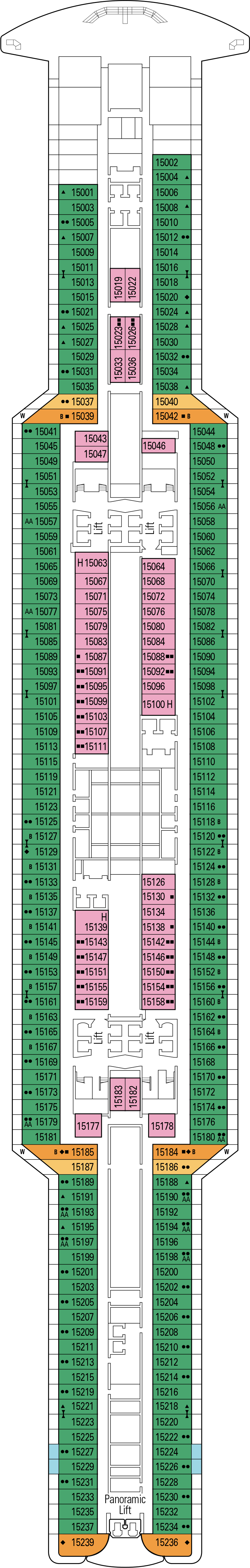 Aegean (Deck 15) deck plan for MSC Seaview