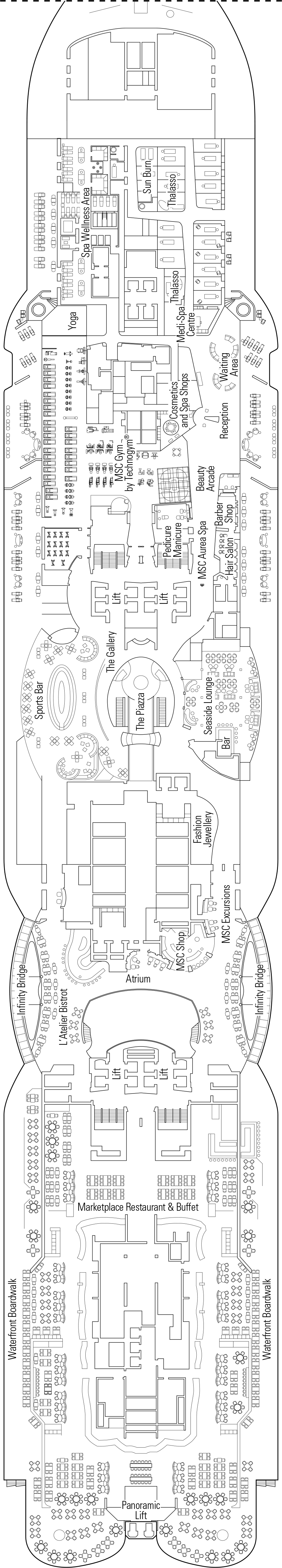 Atlantic Ocean (Deck 8) deck plan for MSC Seaview