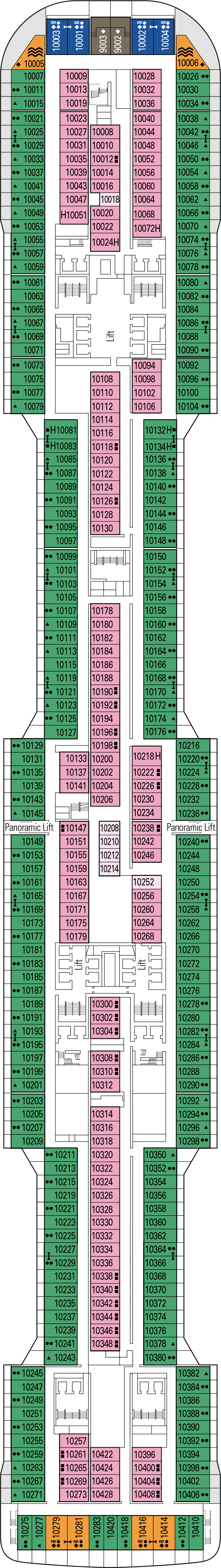 Miro (Deck 10) deck plan for MSC Grandiosa