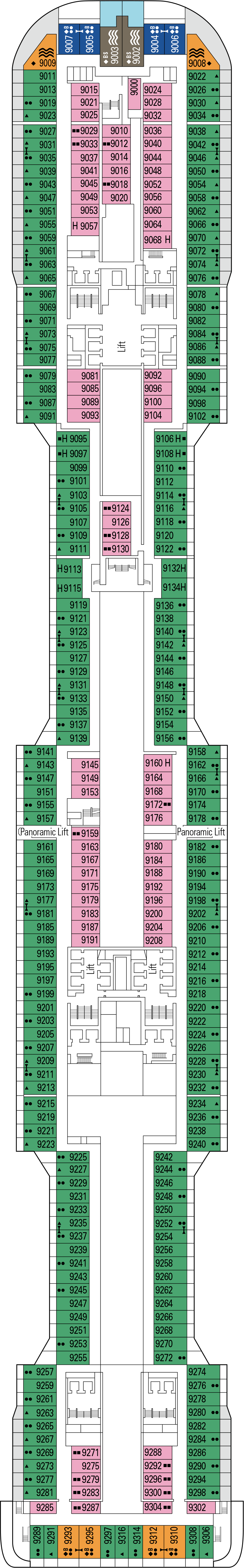 Van Gogh (Deck 9) deck plan for MSC Grandiosa