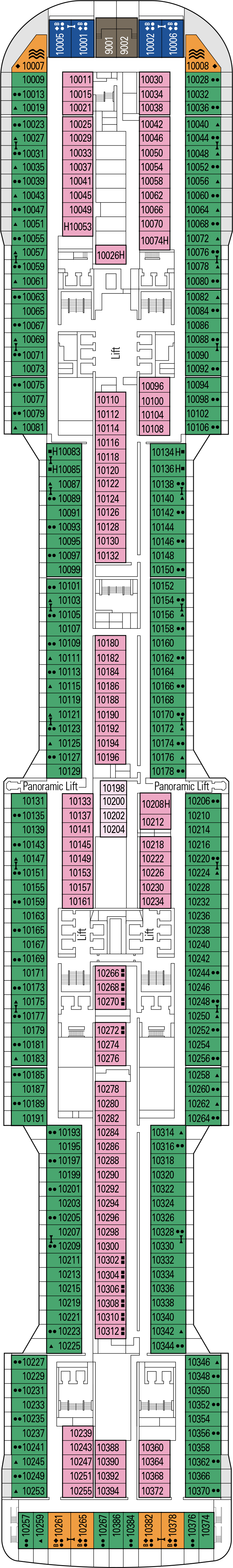 Seaside Evo (Deck 10) deck plan for MSC Bellissima