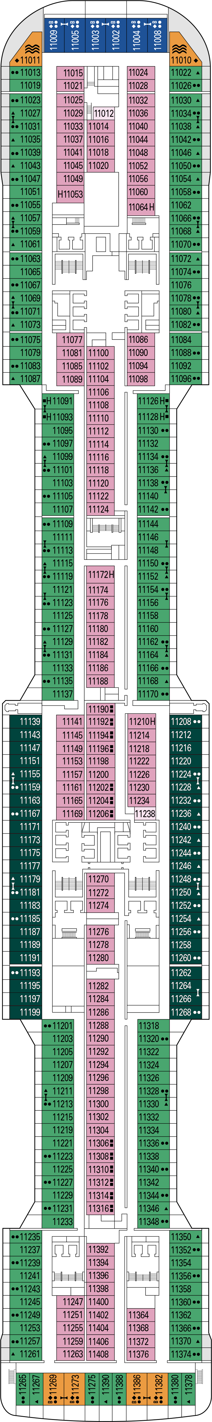 Bellissima (Deck 11) deck plan for MSC Bellissima