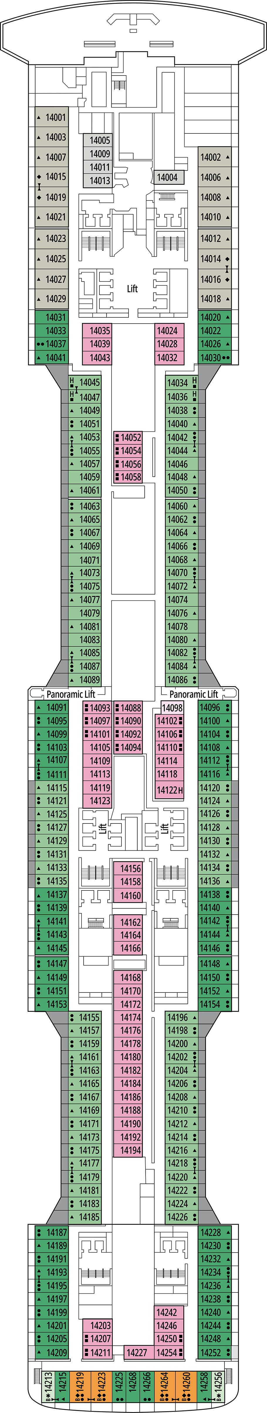 World Class (Deck 14) deck plan for MSC Bellissima
