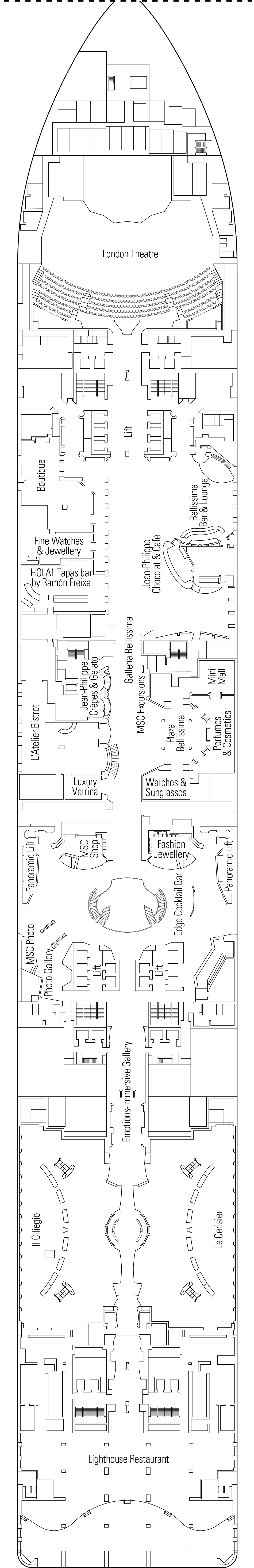 Musica (Deck 6) deck plan for MSC Bellissima