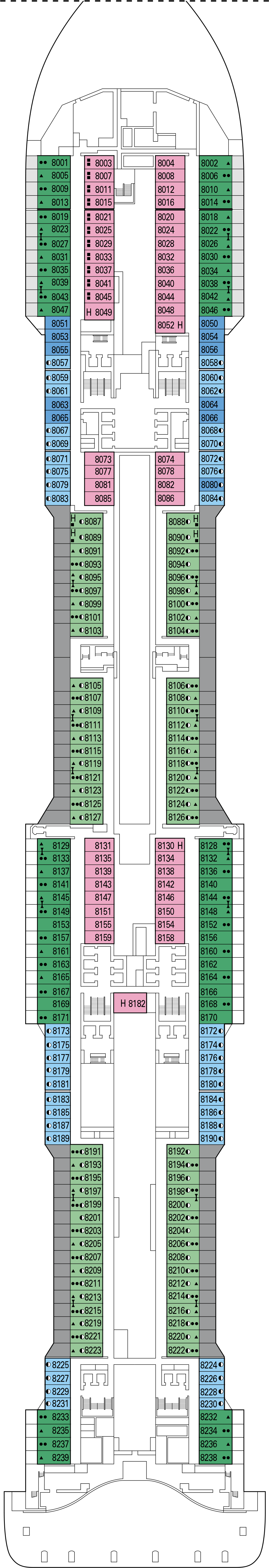 Meraviglia (Deck 8) deck plan for MSC Bellissima