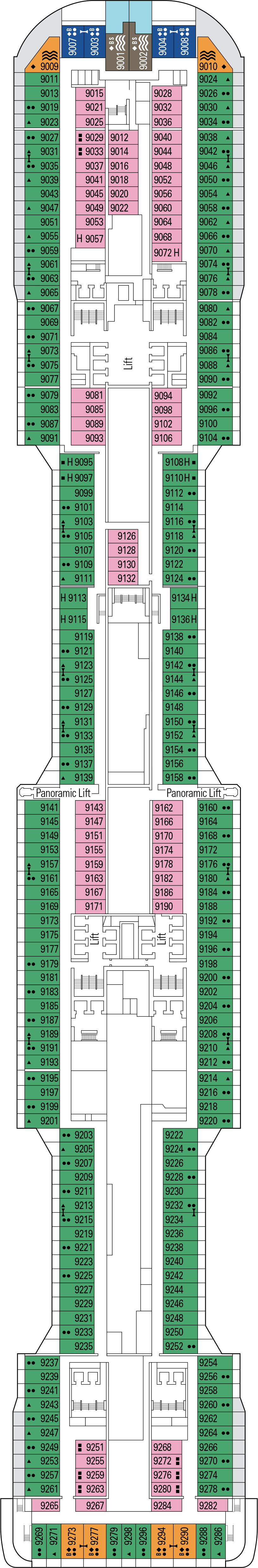 Seaside (Deck 9) deck plan for MSC Bellissima