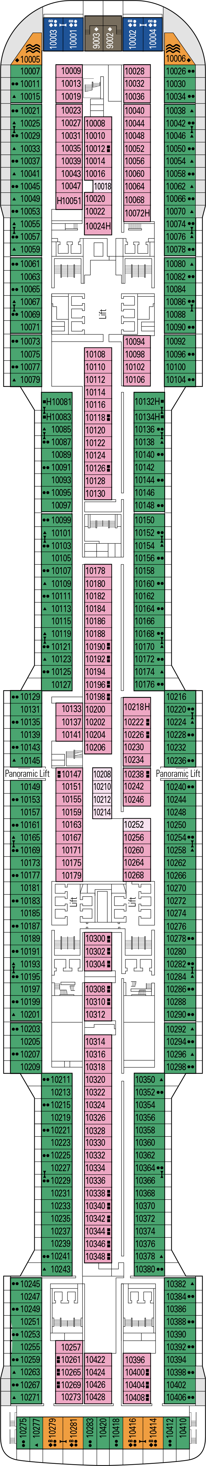 Gershwin (Deck 10) deck plan for MSC Virtuosa