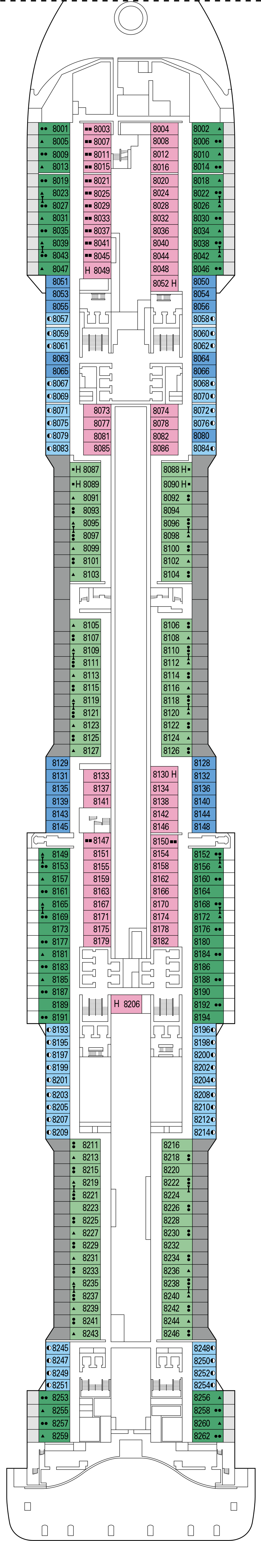 Wagner (Deck 8) deck plan for MSC Virtuosa
