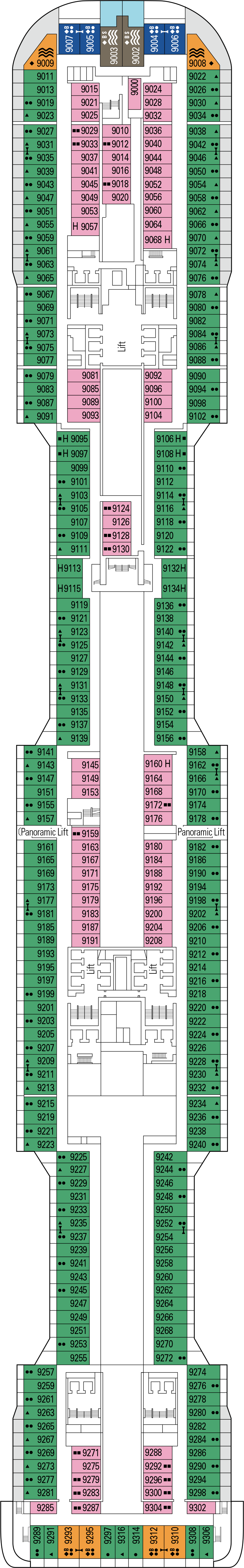 Strauss (Deck 9) deck plan for MSC Virtuosa