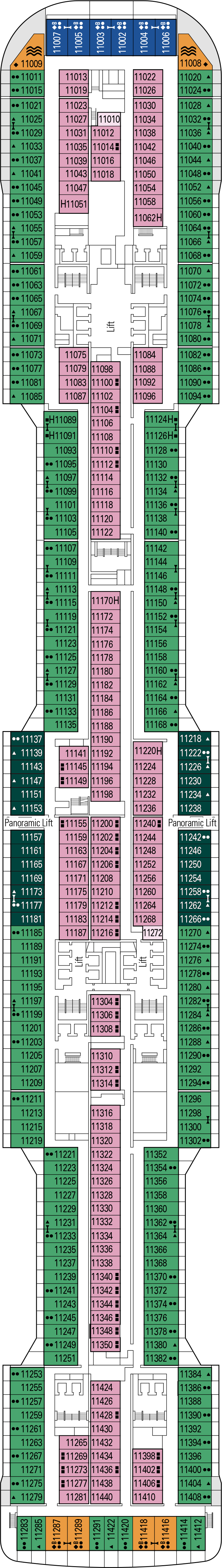 Puccini (Deck 11) deck plan for MSC Virtuosa