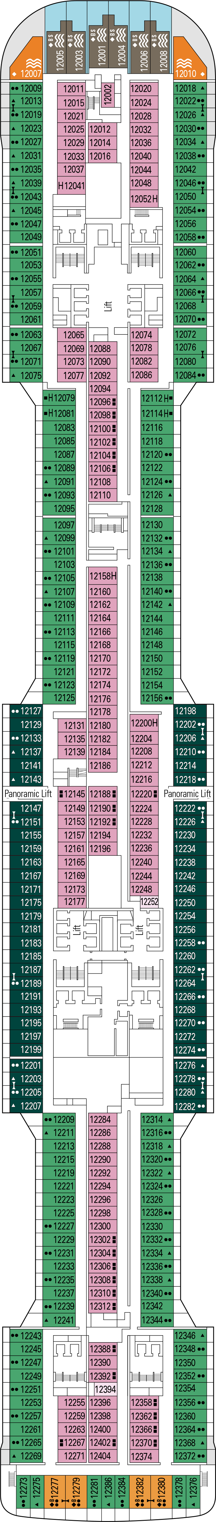 Paganini (Deck 12) deck plan for MSC Virtuosa