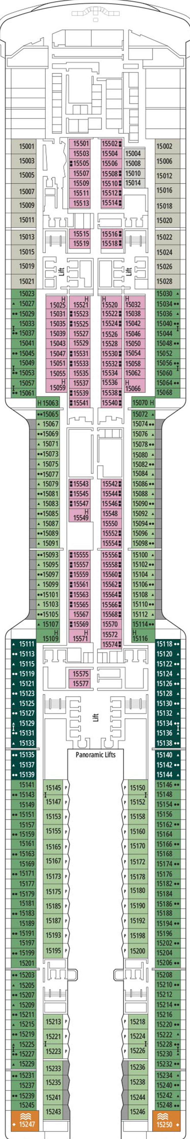 Brussels (Deck 15) deck plan for MSC World Europa