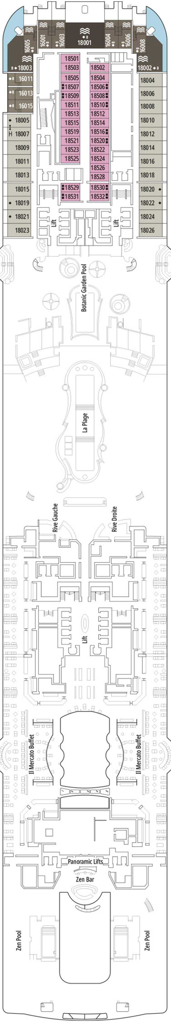 Athens (Deck 18) deck plan for MSC World Europa