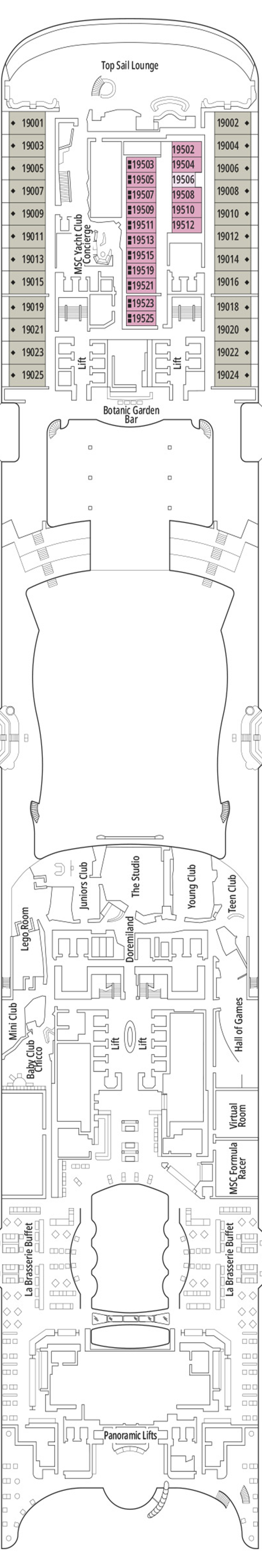 Paris (Deck 19) deck plan for MSC World Europa