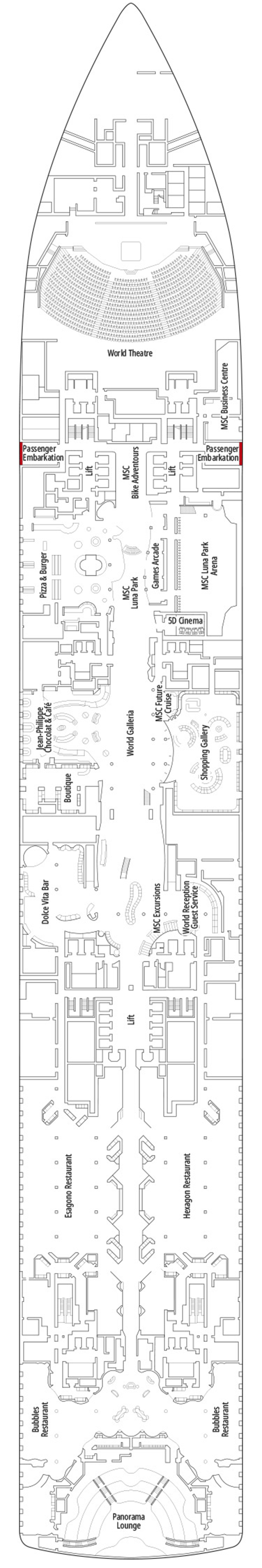 Rome (Deck 6) deck plan for MSC World Europa