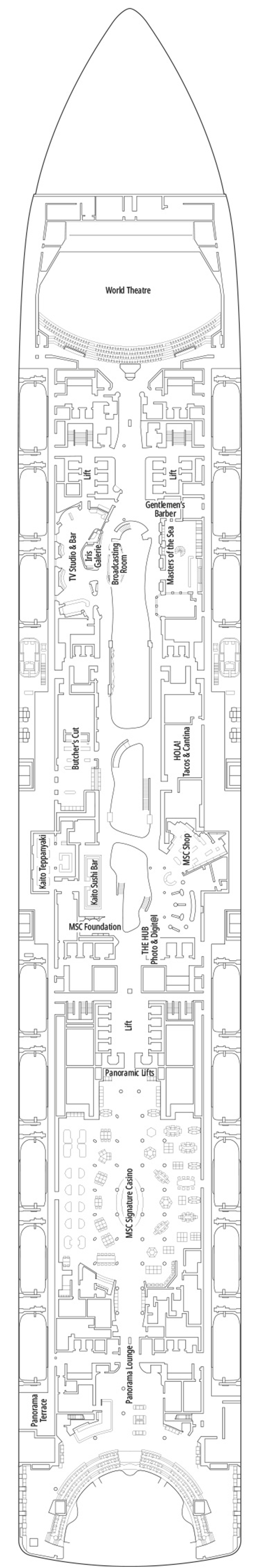 London (Deck 7) deck plan for MSC World Europa