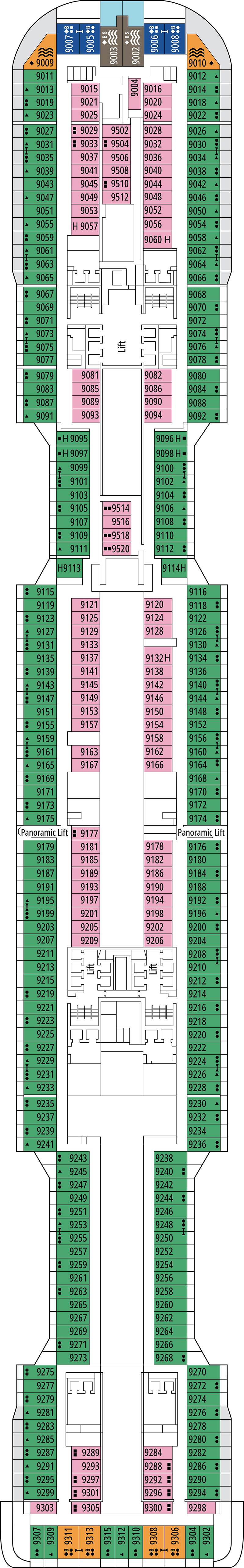 Blue Bay (Deck 9) deck plan for MSC Euribia