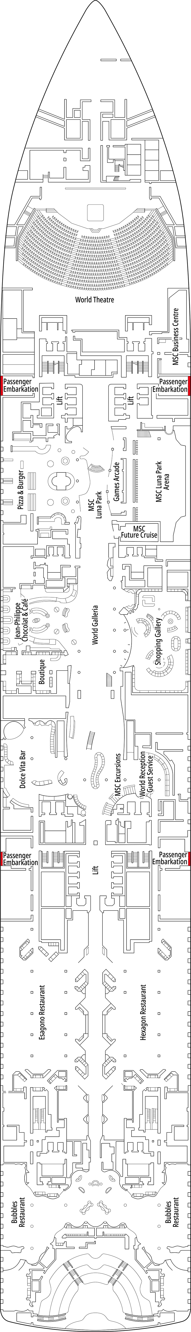 Nassau (Deck 6) deck plan for MSC World America