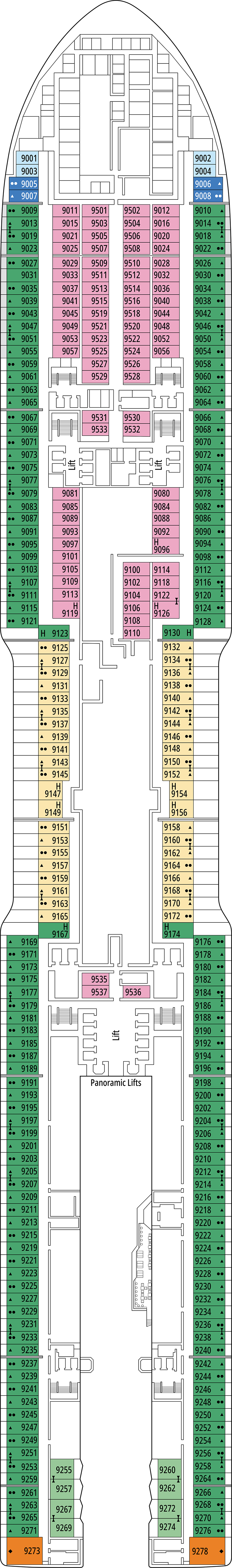Seattle (Deck 9) deck plan for MSC World America