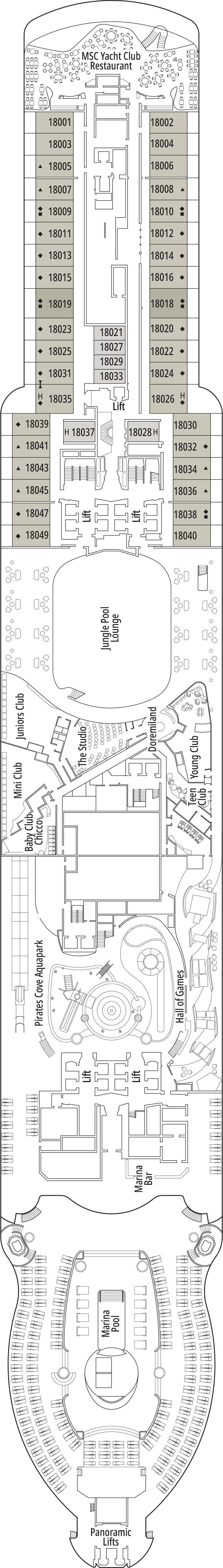 Capri (Deck 18) deck plan for MSC Seascape