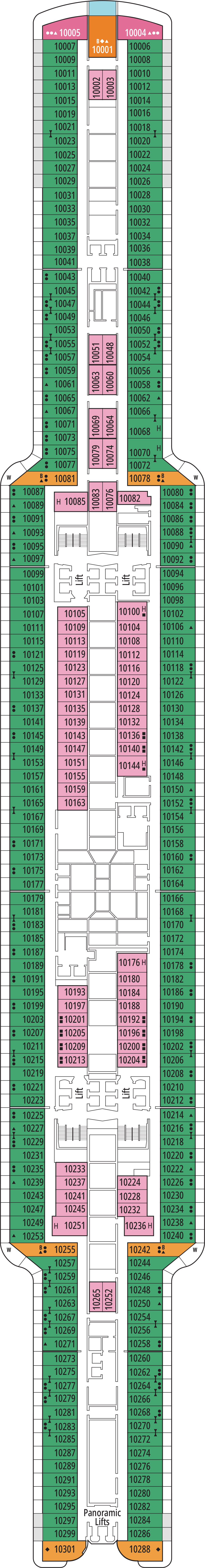 Chania (Deck 10) deck plan for MSC Seashore