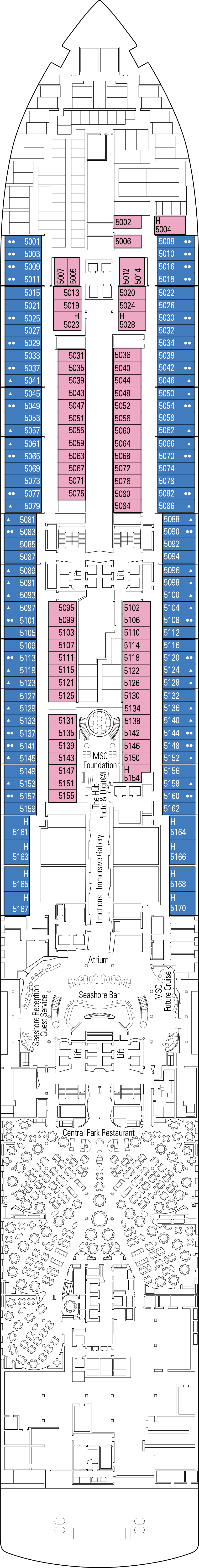 Torre de Hercules (Deck 5) deck plan for MSC Seashore