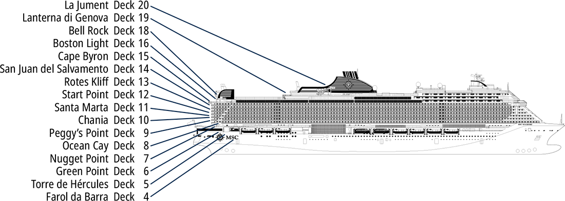 Where Farol da Barra (Deck 4) is on MSC Seashore