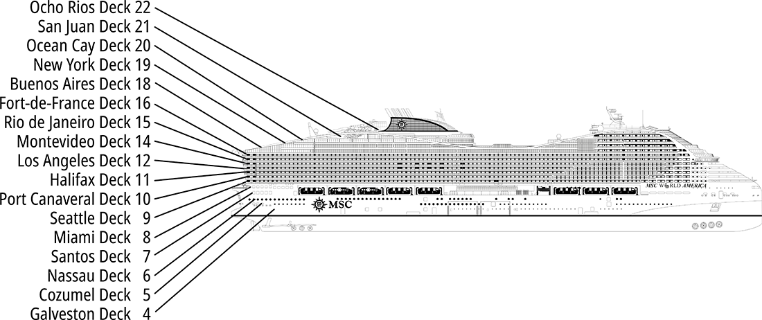 Where Galveston (Deck 4) is on MSC World Atlantic
