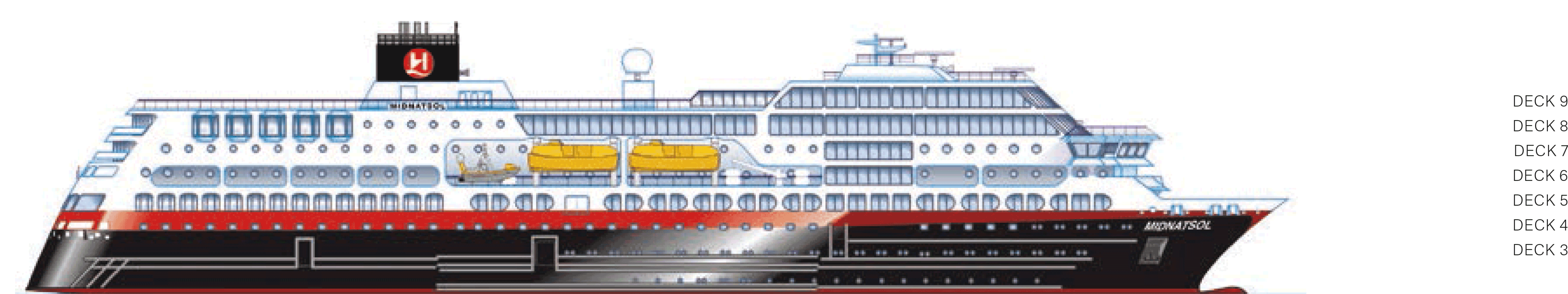 Where Deck 3 is on MS Midnatsol