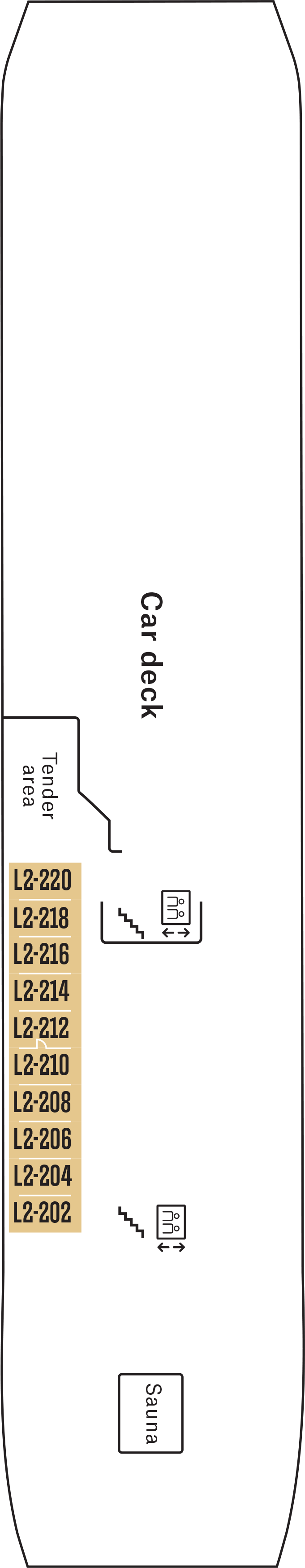 Deck 2 deck plan for MS Nordkapp