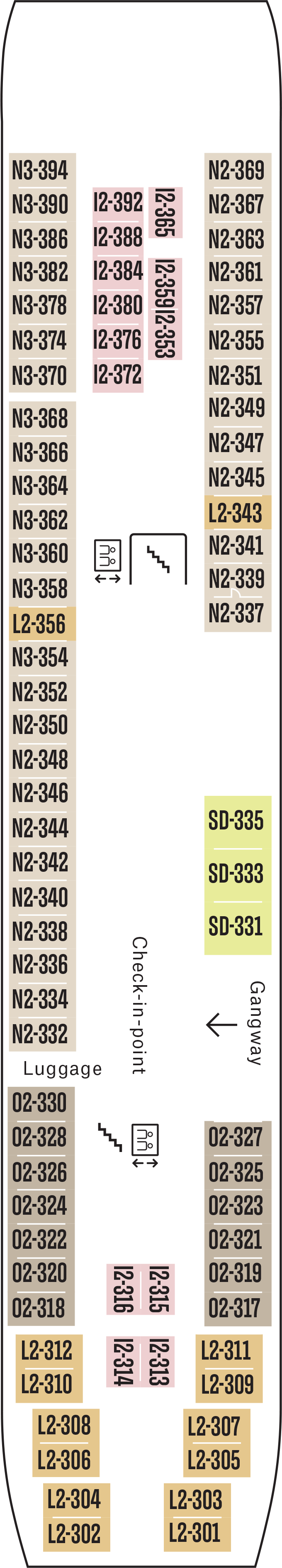 Deck 3 deck plan for MS Nordkapp