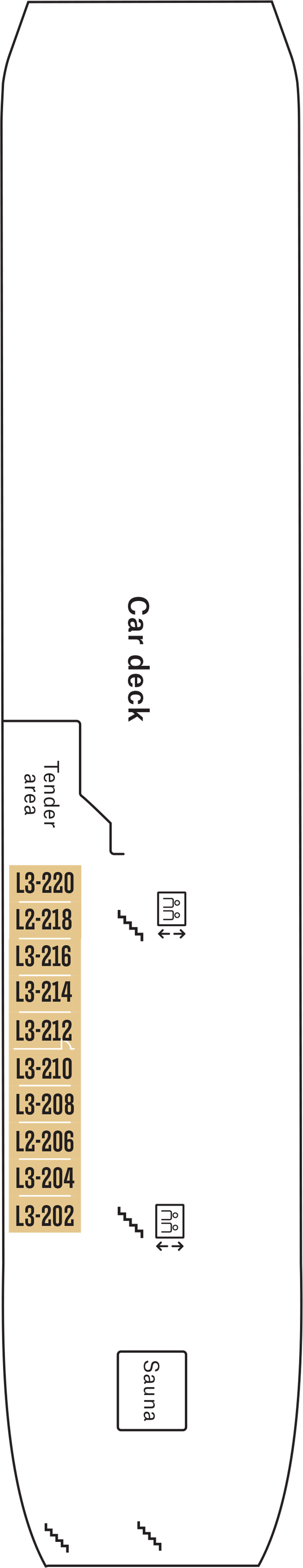 Deck 2 deck plan for MS Nordlys