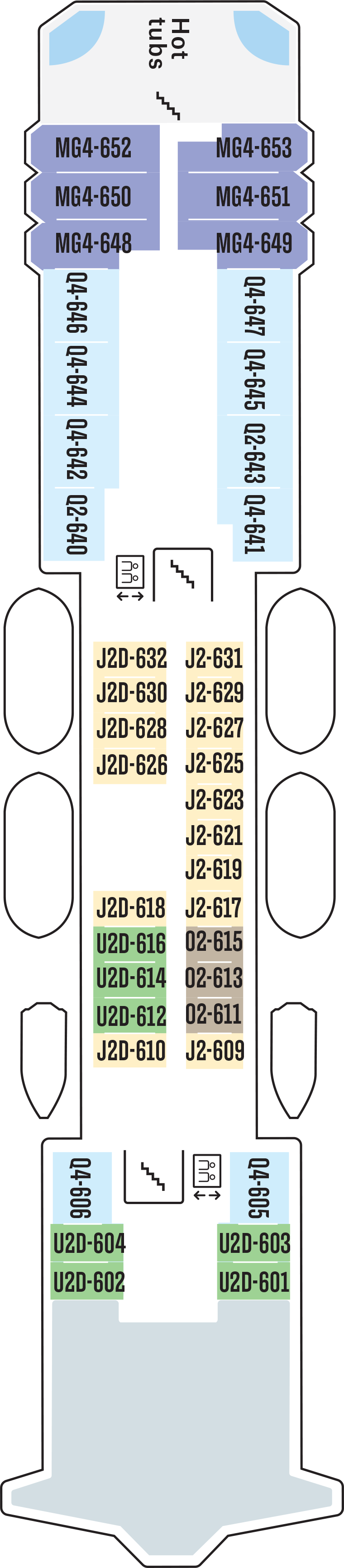 Deck 6 deck plan for MS Nordlys