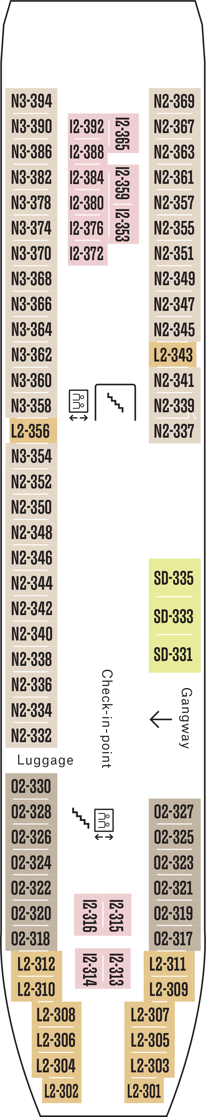 Deck 3 deck plan for MS Nordnorge