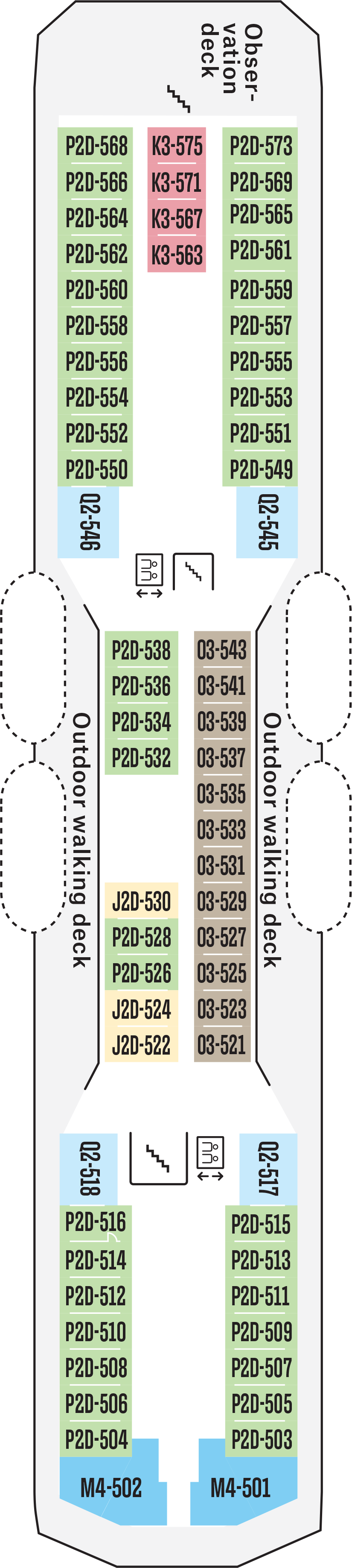 Deck 5 deck plan for MS Nordnorge