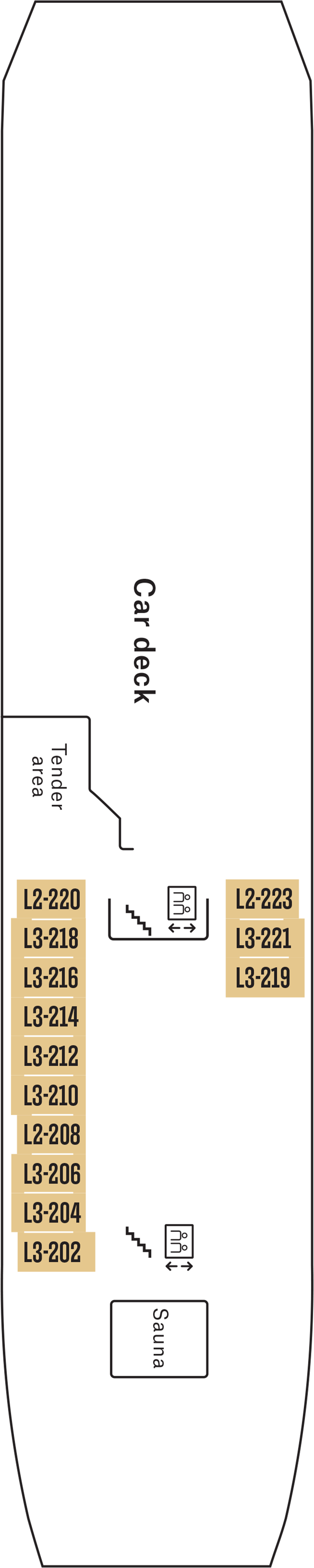 Deck 2 deck plan for MS Polarlys