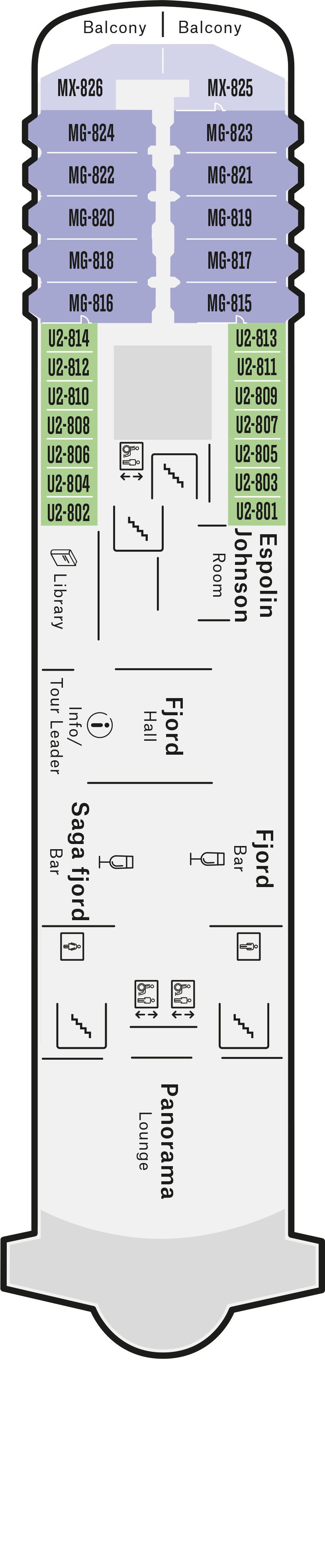 Deck 8 deck plan for MS Trollfjord