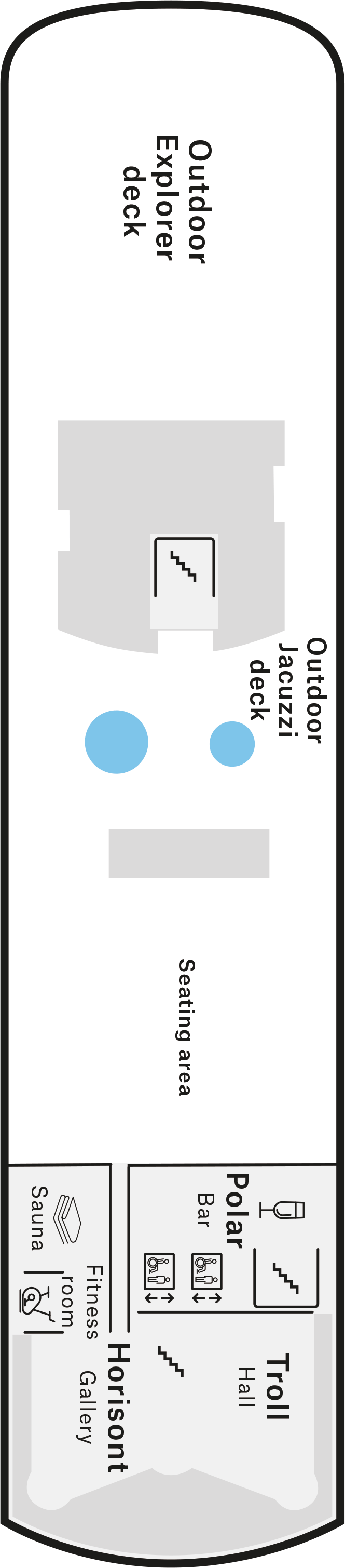 Deck 9 deck plan for MS Trollfjord