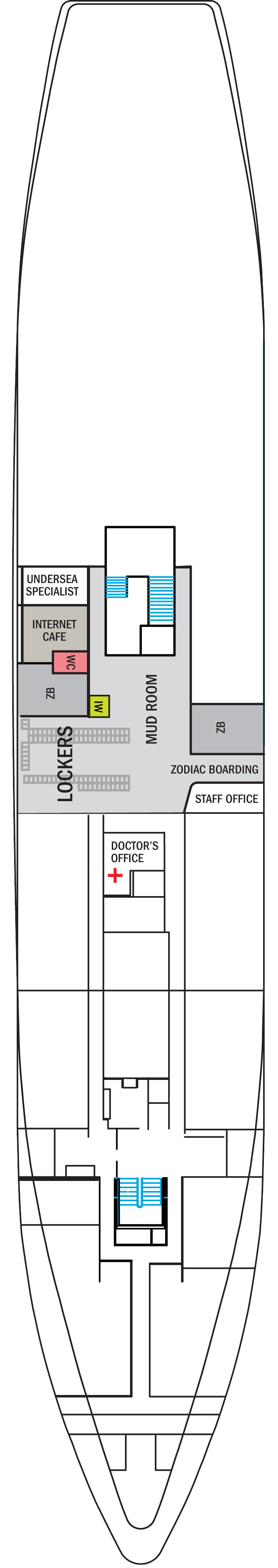 B (Deck 1) deck plan for National Geographic Explorer
