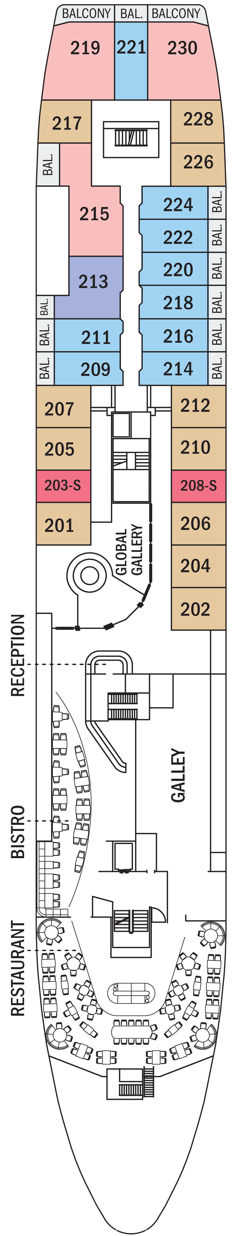 Upper (Deck 3) deck plan for National Geographic Explorer