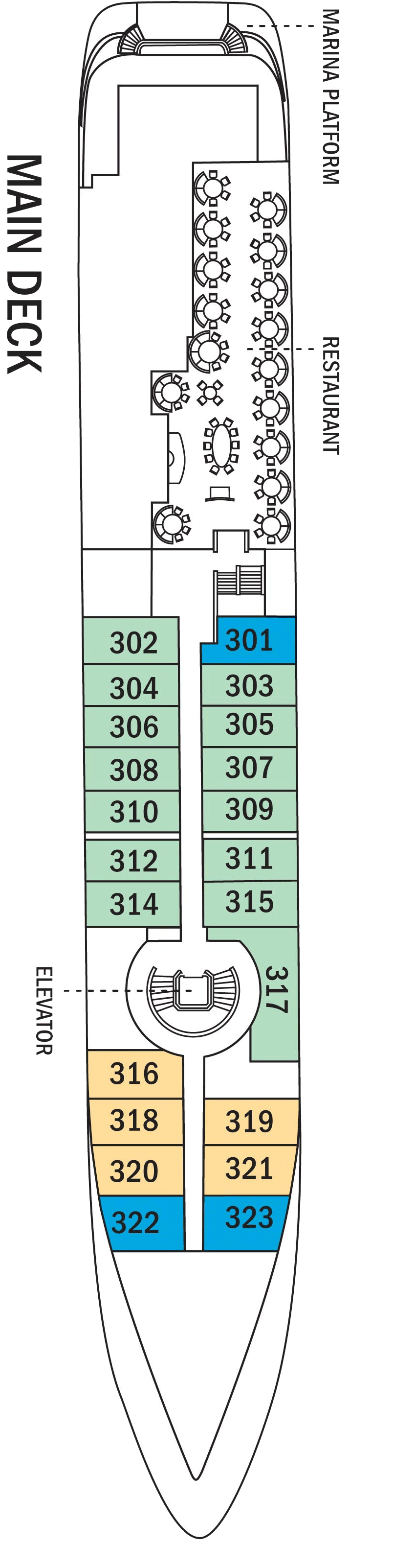Main (Deck 2) deck plan for National Geographic Orion
