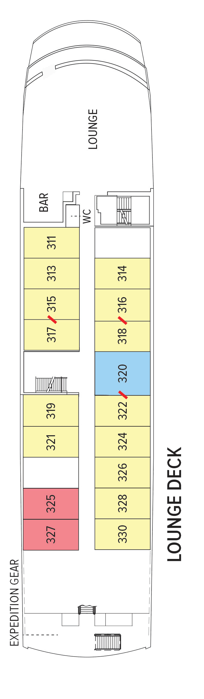 Lounge (Deck 3) deck plan for National Geographic Endeavour II