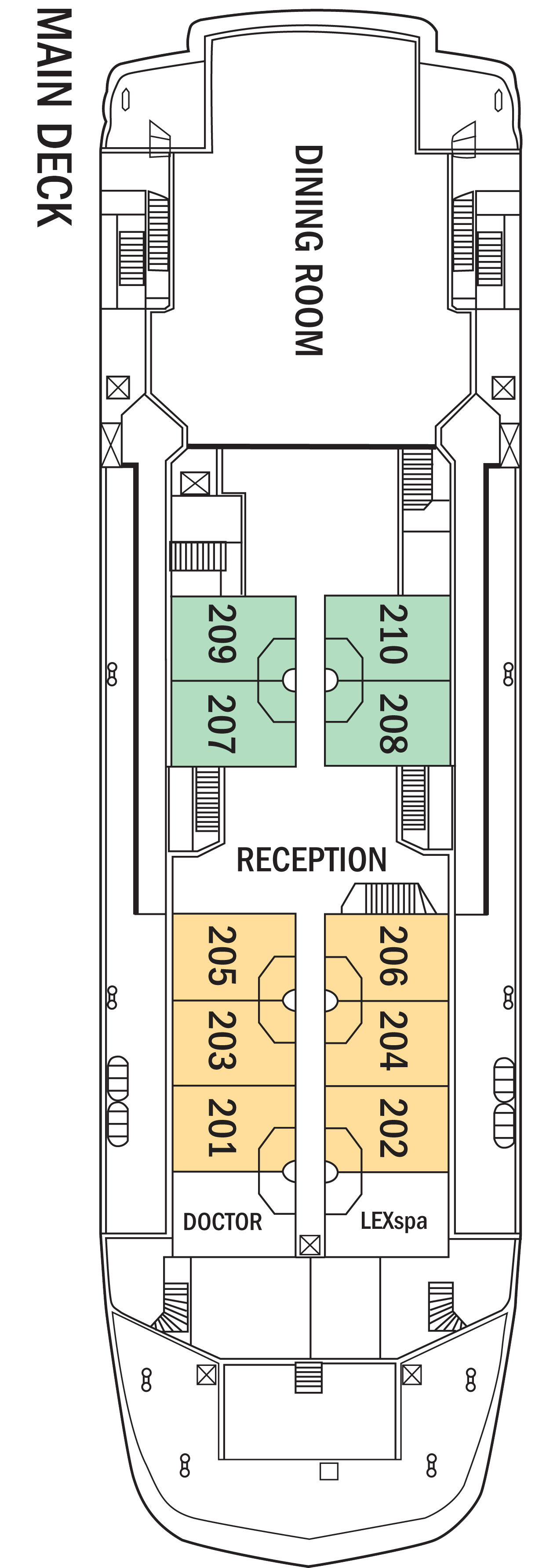 Main (Deck 1) deck plan for National Geographic Islander